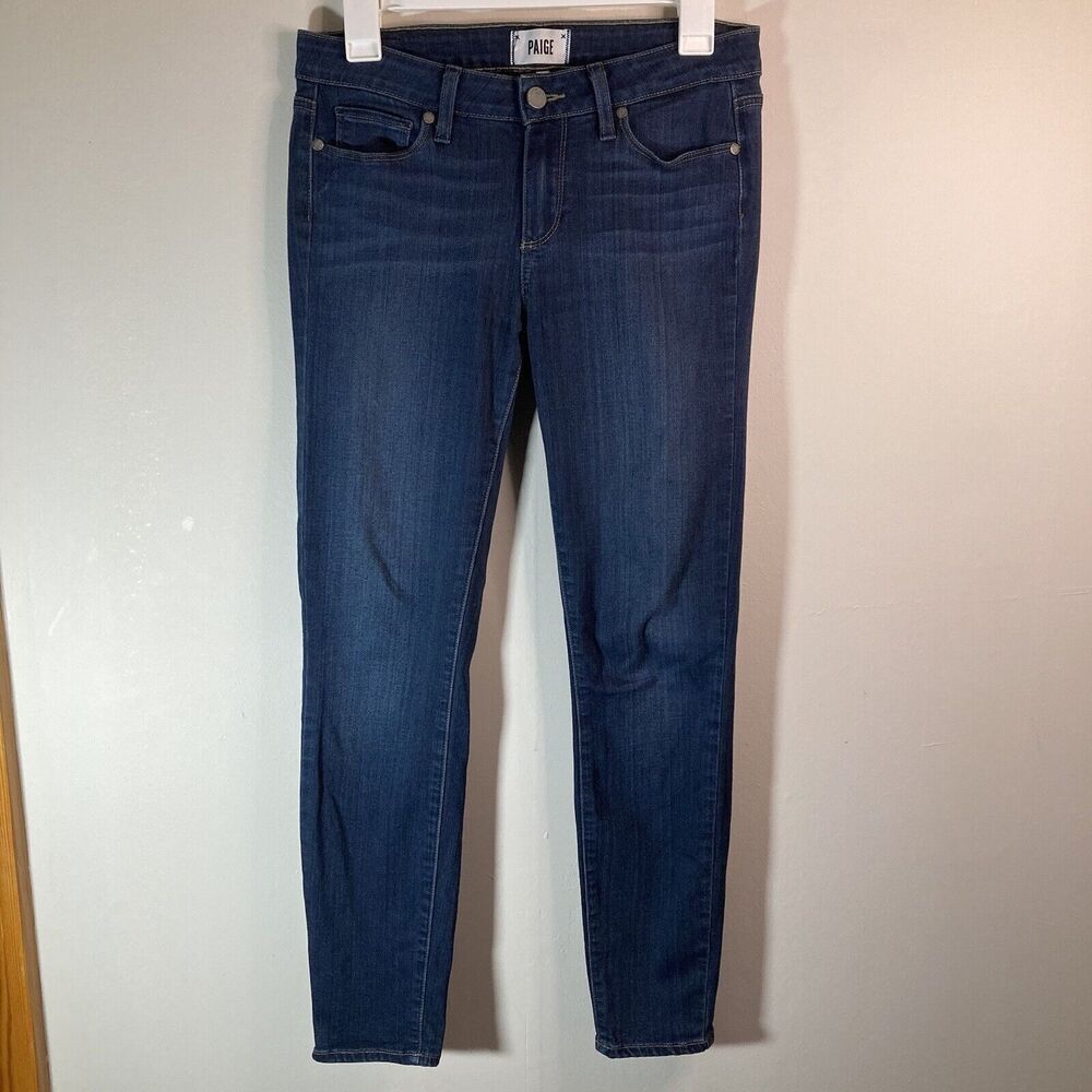 Paige Verdugo Ankle Jeans Womens 28 (29x28”) Blue Low Rise Dark Wash Denim READ